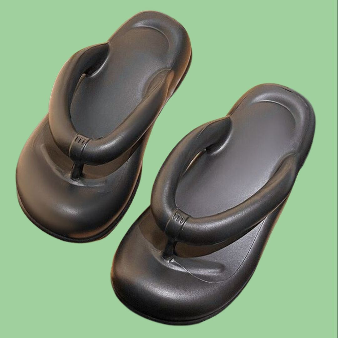 Black Thick Sole Comfy Flip Flop