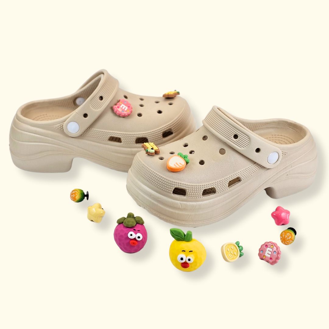 Fruit Jelly Heel Clogs Beige