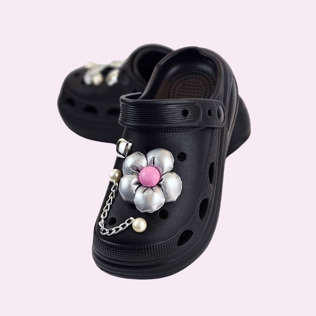 Midnight Butterfly Blossom clogs