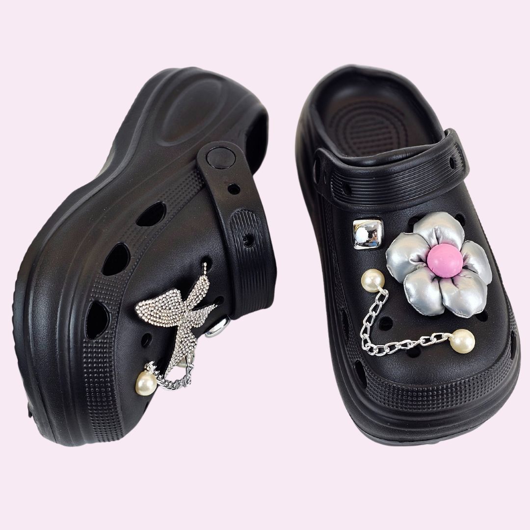 Midnight Butterfly Blossom clogs