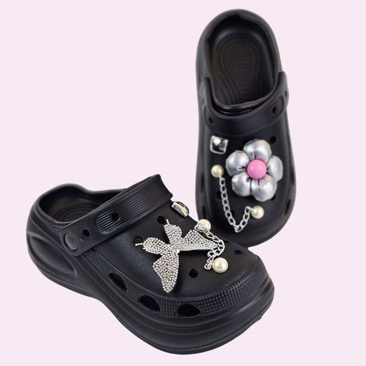 Midnight Butterfly Blossom clogs