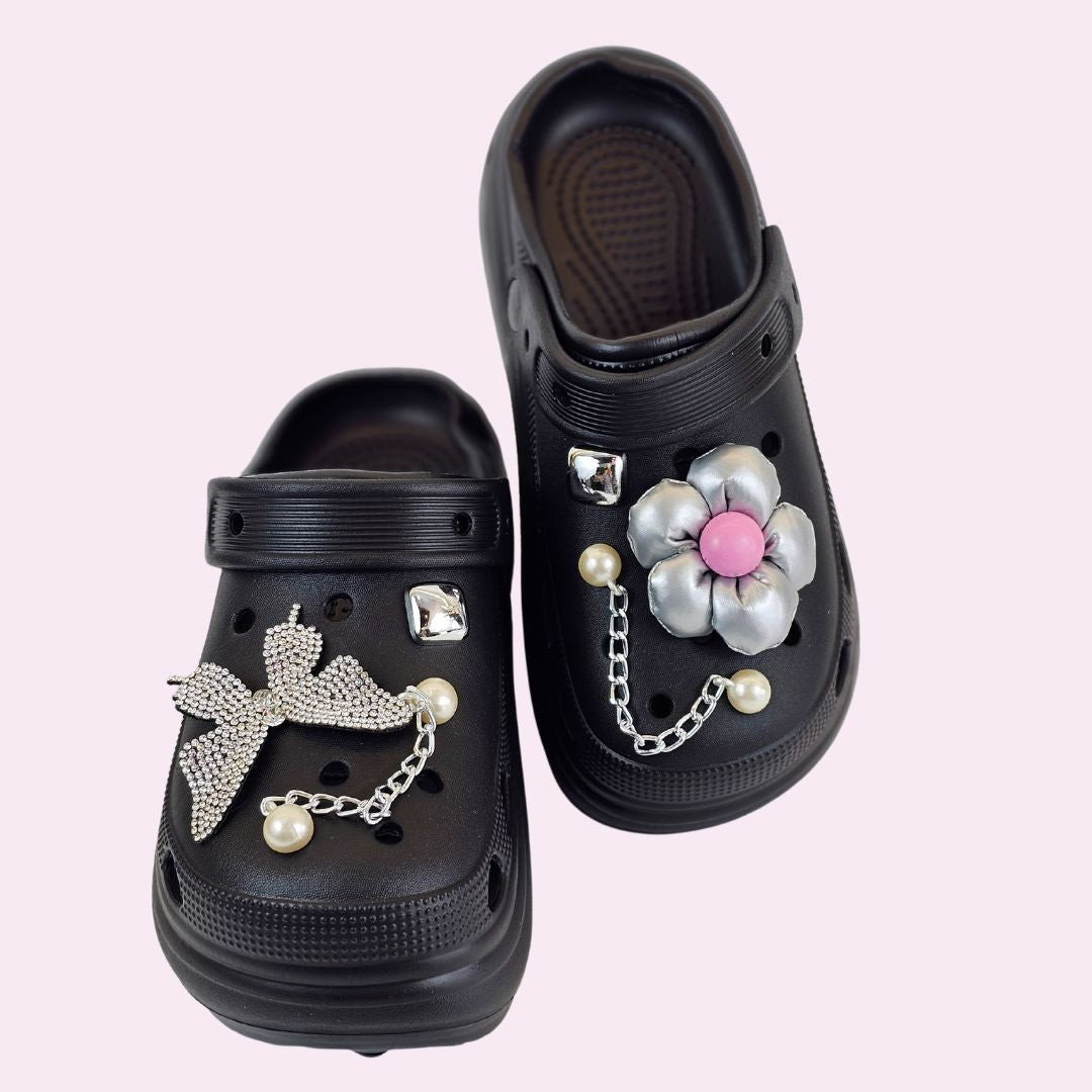 Midnight Butterfly Blossom clogs