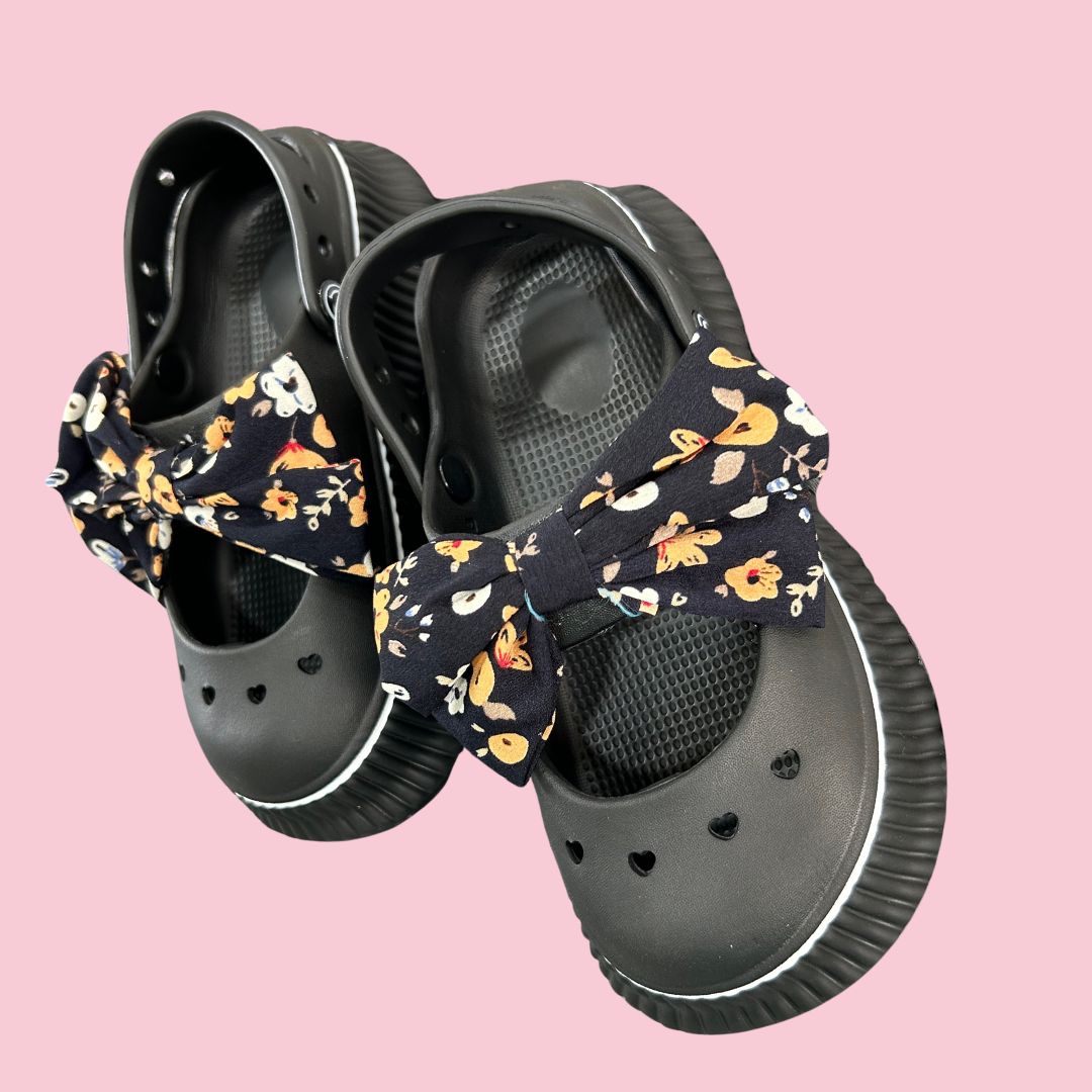 Pretty Black Bow Clogs