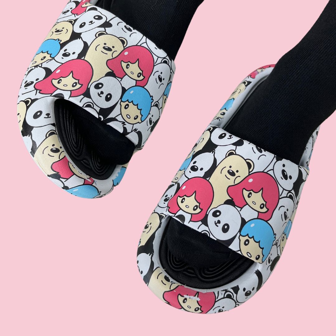 Cute Doodles Slides (Black Sole)