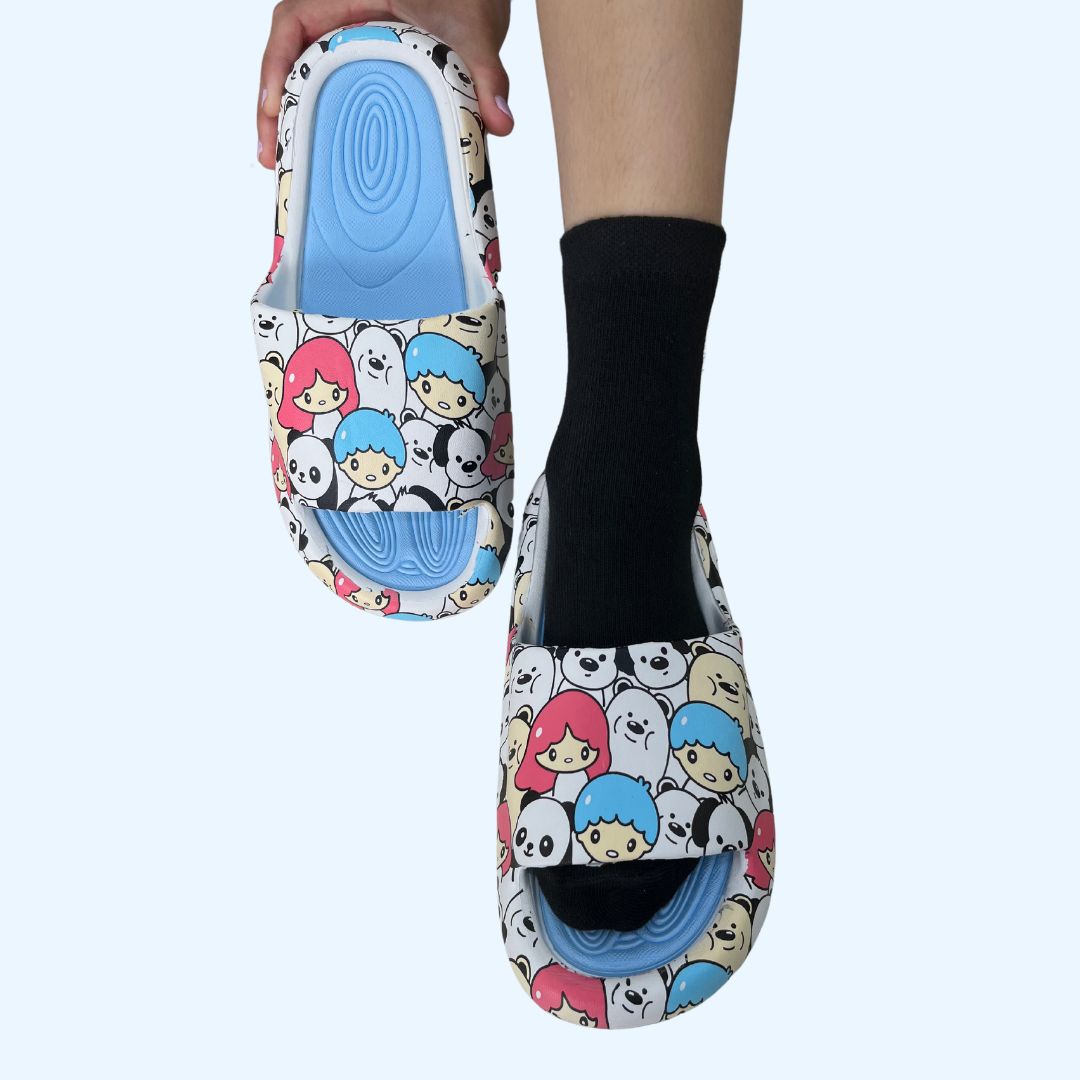 Cute Doodles Slides (Blue Sole)