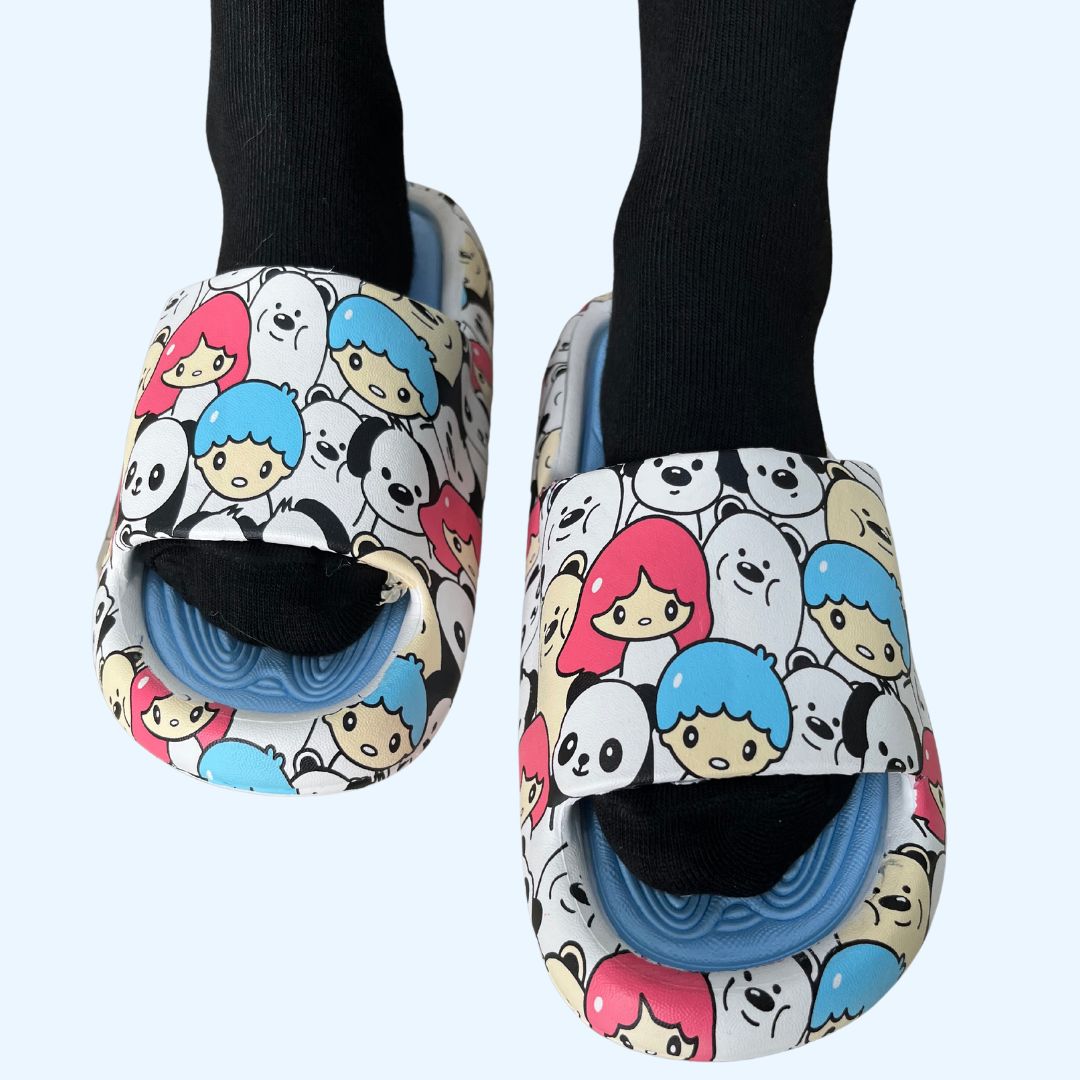 Cute Doodles Slides (Blue Sole)