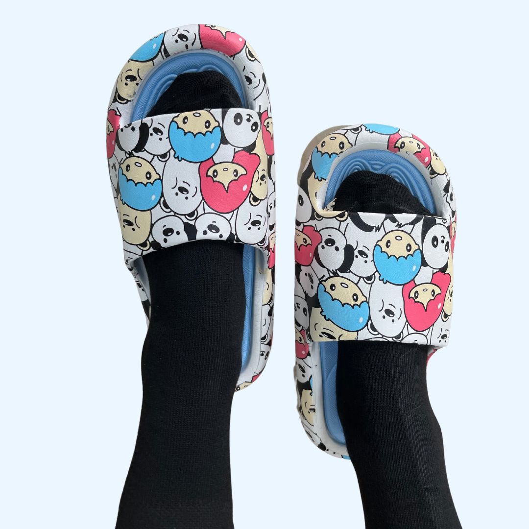 Cute Doodles Slides (Blue Sole)